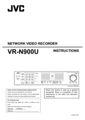 JVC N900U - Standalone DVR - 9 CH Instructions Manual