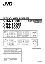JVC VR-N1600U - 16 Channel Network Video Recorder Instructions Manual