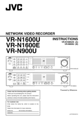 JVC VR-N1600U - 16 Channel Network Video Recorder Instructions Manual