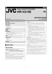 JVC HR-V210E Specifications