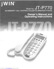 jWIN JT-P770 Owner's Manual And Operating Instructions