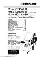 Kärcher G 2400 HH Operator's Manual