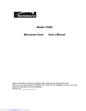 Kenmore 87000 User Manual