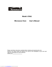 Kenmore 87002 User Manual