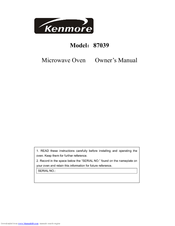 Kenmore 87039 Owner's Manual