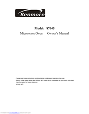 Kenmore 87043 Owner's Manual