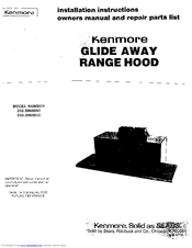 Kenmore 233.599801 Installation Instructions