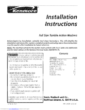 Kenmore 4811 - 3.5 cu. Ft. I.E.C. High-Efficiency Washer Installation Instructions Manual