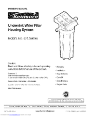 Kenmore 625.38454 Owner's Manual