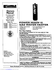 Kenmore POWER MISER 153.330751 Owner's Manual