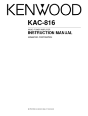 Kenwood KAC-816 Instruction Manual