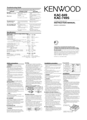 Kenwood KAC-849 Instruction Manual