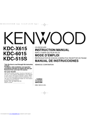 Kenwood KDC-X615 Instruction Manual
