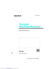 Sony MZ-B3 - MD Walkman MiniDisc Recorder Operating Instructions Manual