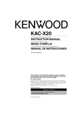 Kenwood KAC X20 - eXcelon Amplifier Instruction Manual