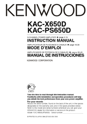 Kenwood KAC-X650D Instruction Manual