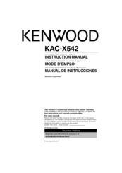 Kenwood KAC-X542 - eXcelon Amplifier Instruction Manual