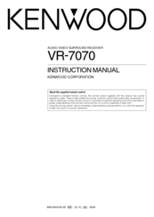 Kenwood VR-7070A Instruction Manual