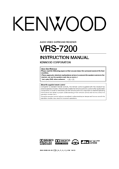 Kenwood VRS-7200 - AV Receiver Instruction Manual
