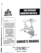 Keys Fitness 550 Upright Owner's Manual