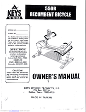 Keys Fitness Kets cardiomax 550R Owner's Manual