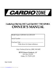 Keys Fitness CardioZone Club Max HR T Owner's Manual