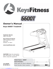 Keys Fitness 6600t Owner's Manual