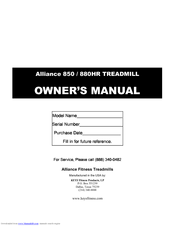 Keys Fitness Alliance 880HR Owner's Manual