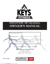 Keys Fitness Discovery 100 DCV100 Owner's Manual