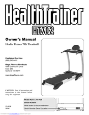 Keys Fitness Health Trainer 702t Treadmill HT702t Owner's Manual