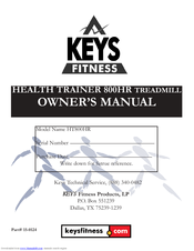 Keys Fitness Health Trainer 800HR Treadmill HT800HR Owner's Manual