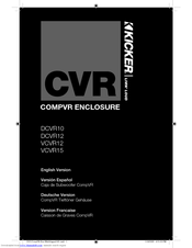 Kicker CompVR VCVR12 Owner's Manual