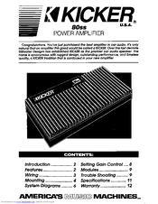 Kicker 80ss Owner's Manual
