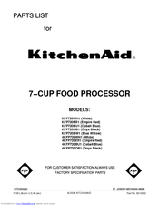 KitchenAid 4KFP720BU1 Parts List