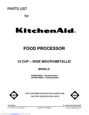 KitchenAid KFPM770NK0 Parts List