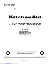KitchenAid KFP715ER2 Parts List