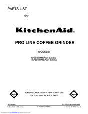 Kitchenaid Pro Line 4KPCG100PM0 Parts List