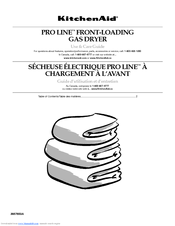 Kitchenaid Pro Line FRONT-LOADING GAS DRYER Use And Care Manual