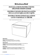 KitchenAid KUDD03STPA - Drawer Dishwasher w/ 6 Cycles Panel Ready Installation Instructions Manual