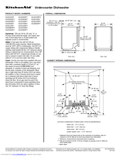 KitchenAid KUDS03FTBL - 24 Inch Fully Integrated Dishwasher Dimension Manual