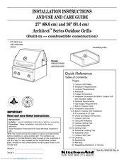 KitchenAid Architect KBGS274SSS0 Installation Instructions And Use And Care Manual