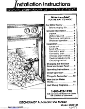 KitchenAid KUIS185 Installation Instructions Manual