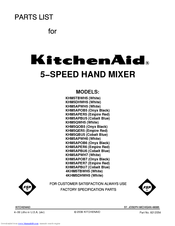 Kitchenaid 4KHM5DHWH5 Parts List
