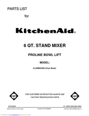 KitchenAid KL26M8XOB5 Parts List