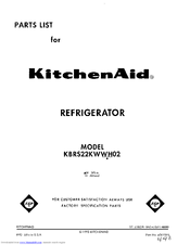 KitchenAid KBRS22KWWH02 Parts List