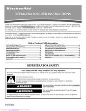 KitchenAid KSRK25FVBL - 25.4 cu. ft. Refrigerator User Instructions