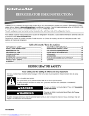 KitchenAid KSRG22FTBT - Architect Series II: 21.8 cu. ft. Refrigerator User Instructions