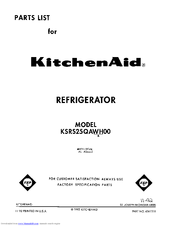 KitchenAid KSRS25QAWH00 Parts List