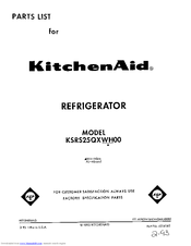 KitchenAid KSRS25QXWH00 Parts List