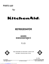 KitchenAid KSRS25QWWH13 Parts List